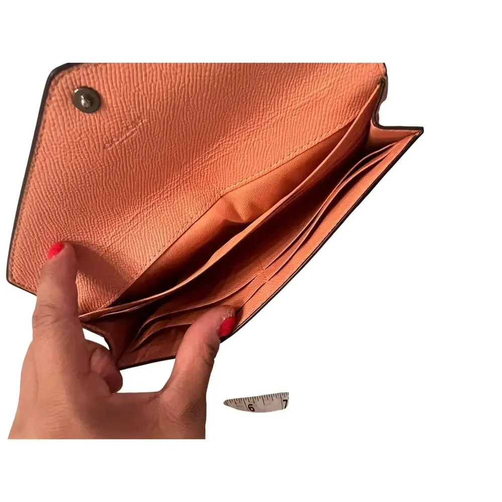 Coach Slim Soft Wallet Color-Block 3-color design Envelope Crossgrain leather